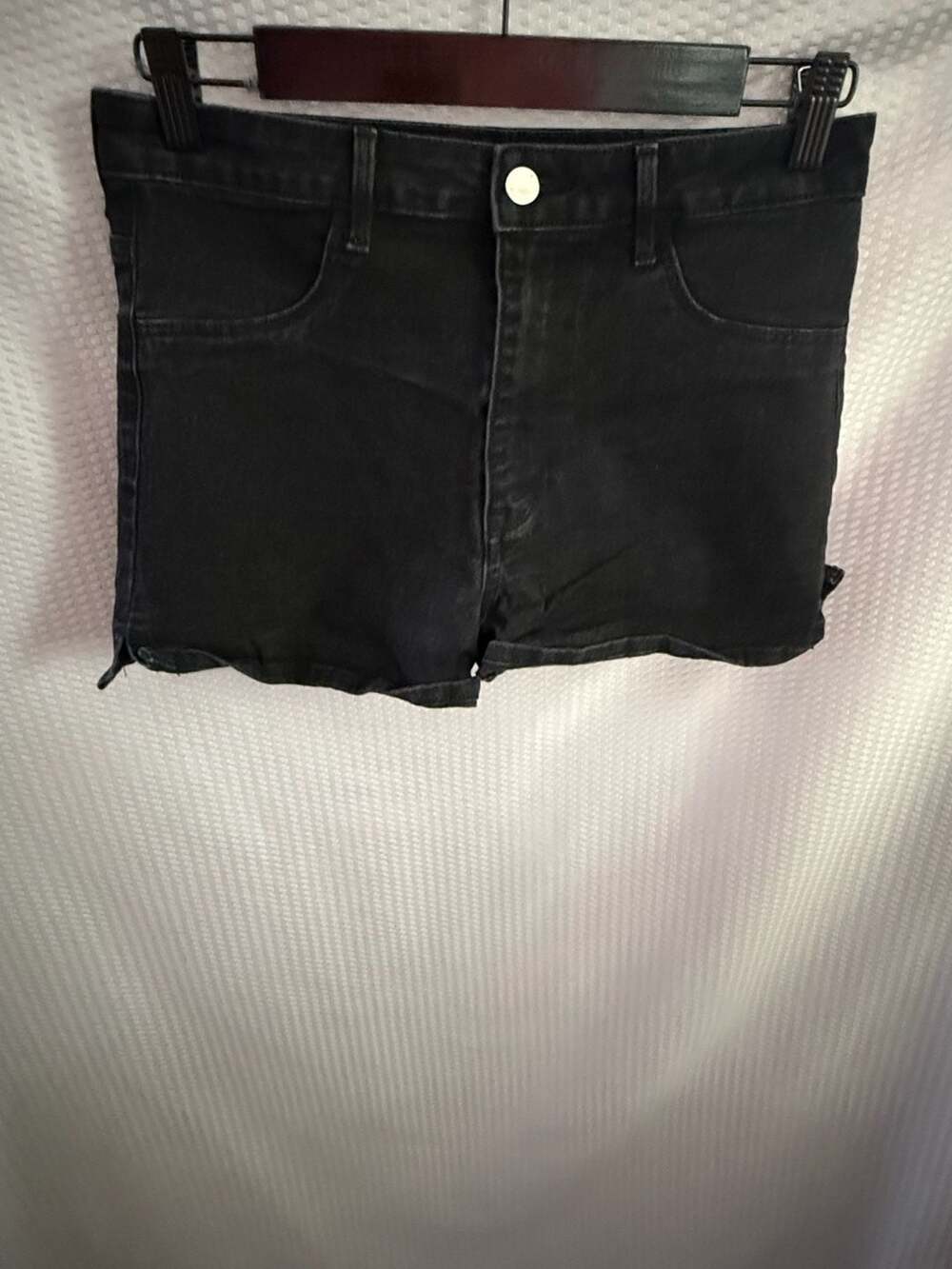 H&M Black Denim Cuffed Shorts Size 8